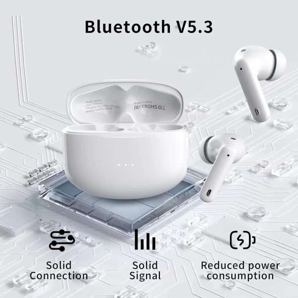 A40 Pro Wireless Earbuds, 50Hrs Playtime Bluetooth Earbuds Built in Noise Cancellation Mic with Charging Case, Bluetooth Headphones with Stereo Sound, IPX7 Waterproof Ear Buds for Phone - Image 3
