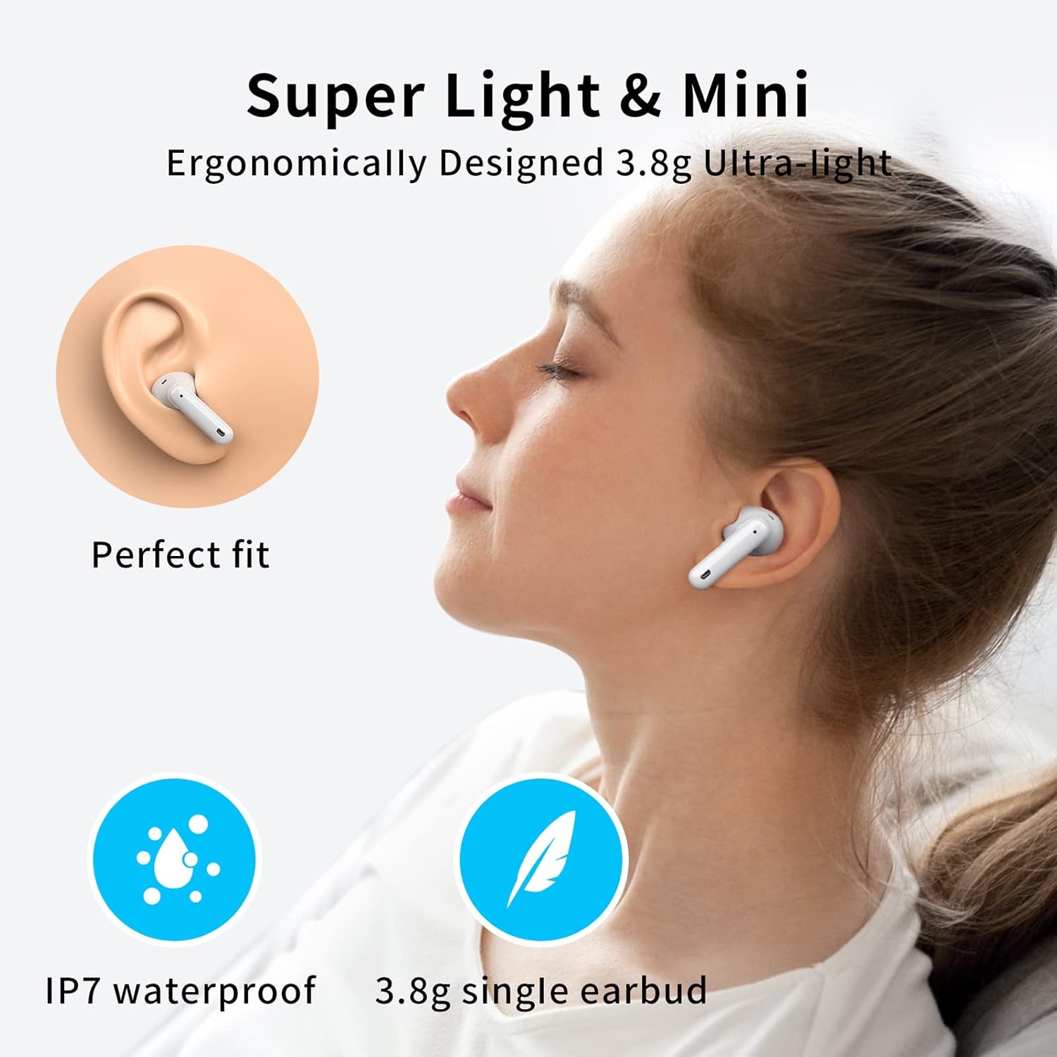 A40 Pro Wireless Earbuds, 50Hrs Playtime Bluetooth Earbuds Built in Noise Cancellation Mic with Charging Case, Bluetooth Headphones with Stereo Sound, IPX7 Waterproof Ear Buds for Phone - Image 4