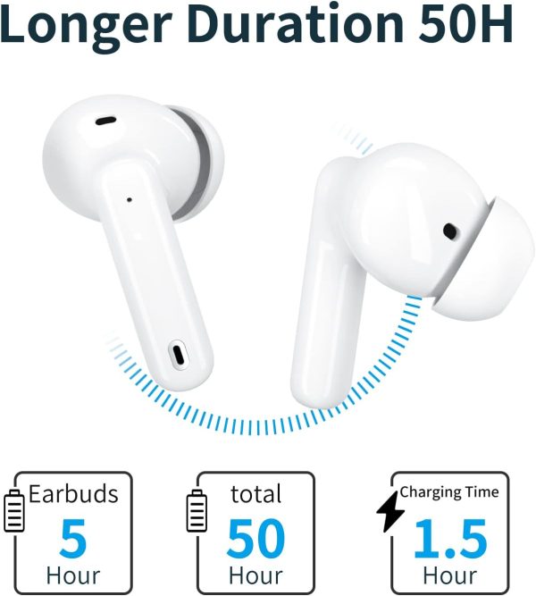 A40 Pro Wireless Earbuds, 50Hrs Playtime Bluetooth Earbuds Built in Noise Cancellation Mic with Charging Case, Bluetooth Headphones with Stereo Sound, IPX7 Waterproof Ear Buds for Phone - Image 6
