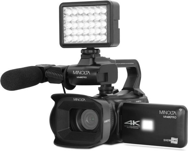Minolta MN4KPRO 4K60FPS Ultra HD / 64 MP Autofocus Pro Camcorder Kit w/WiFi Bundle with Accessories - Image 2