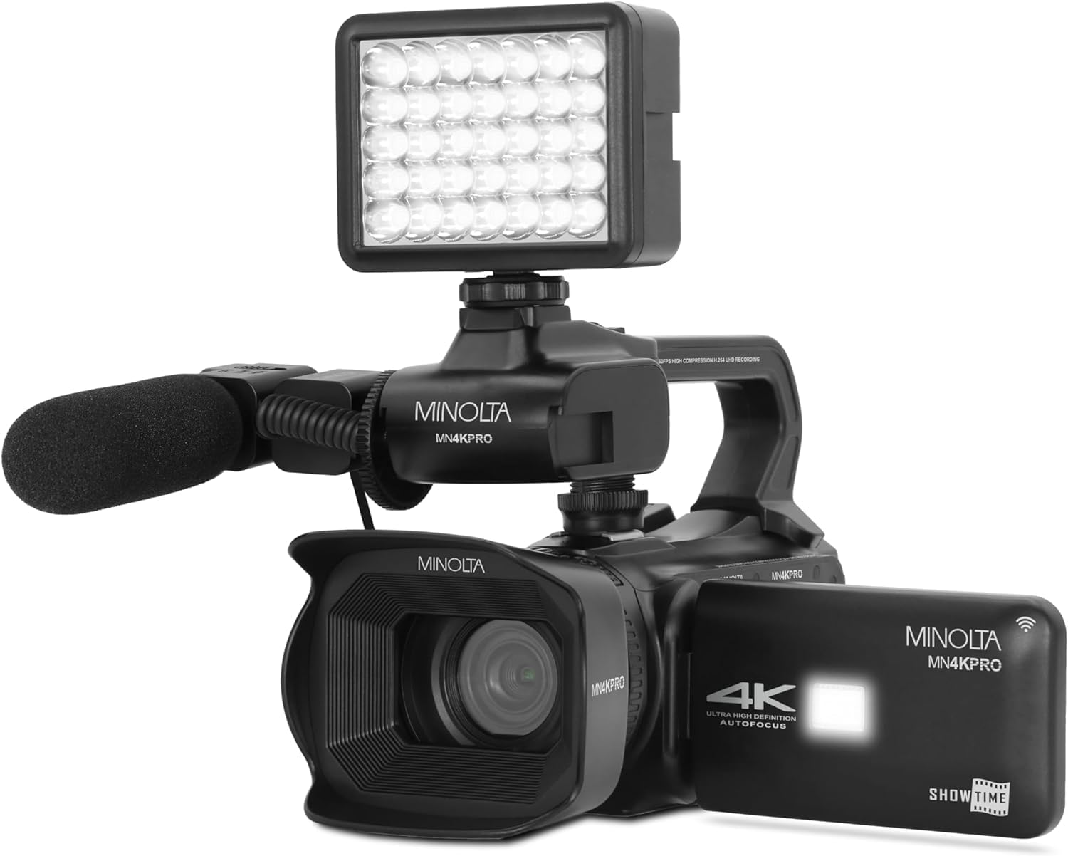 Minolta MN4KPRO 4K60FPS Ultra HD / 64 MP Autofocus Pro Camcorder Kit w/WiFi Bundle with Accessories - Image 2