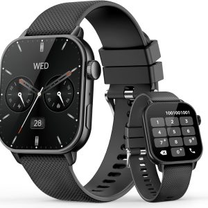 Smart Watch for Men Women(answer/make calls), 1.85'' AMOLED HD Always On Display, Smartwatch with Calories/Heart Rate/Sleep Monitor, 100+ Sports Modes Fitness Tracker, IP68 Waterproof Pedometer, Black