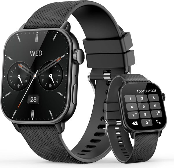 Smart Watch for Men Women(answer/make calls), 1.85'' AMOLED HD Always On Display, Smartwatch with Calories/Heart Rate/Sleep Monitor, 100+ Sports Modes Fitness Tracker, IP68 Waterproof Pedometer, Black