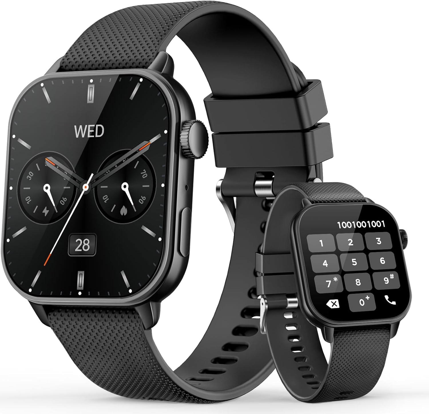 Smart Watch for Men Women(answer/make calls), 1.85'' AMOLED HD Always On Display, Smartwatch with Calories/Heart Rate/Sleep Monitor, 100+ Sports Modes Fitness Tracker, IP68 Waterproof Pedometer, Black